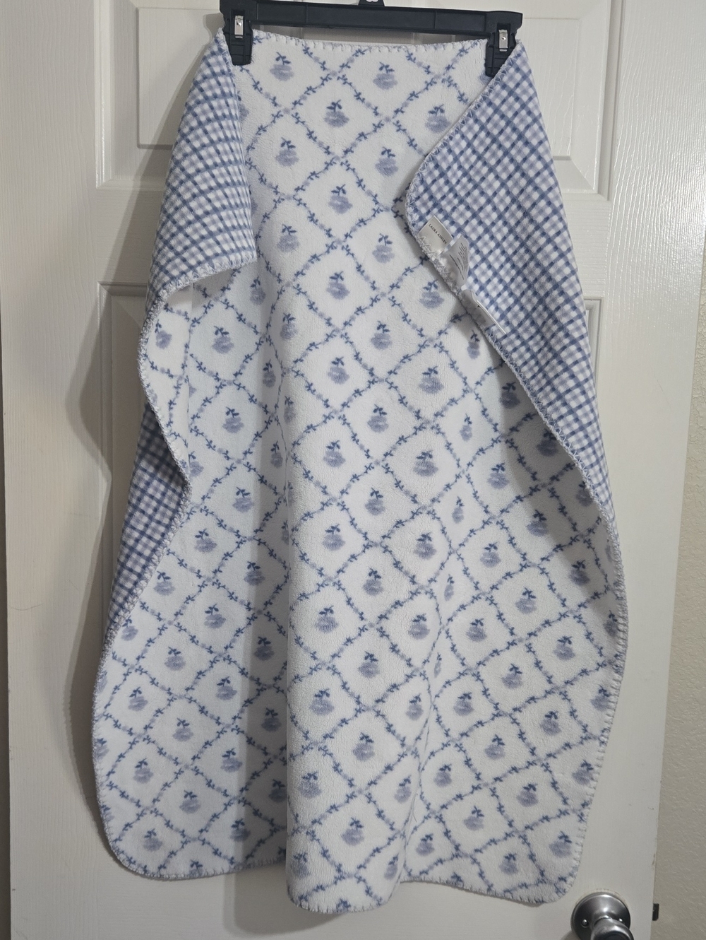 Laura Ashley Blue and White Reversible BABY Blanket